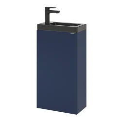 Meuble lave-mains à poser bleu nuit mat l.44 cm Imandra + plan vasque noir céramique Nira, GoodHome