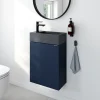 Meuble lave-mains à poser bleu nuit mat l.44 cm Imandra + plan vasque béton gris, GoodHome