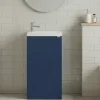 Meuble lave-mains à poser bleu nuit mat l.44 cm Imandra + plan vasque blanc résine Beni, GoodHome