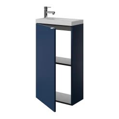 Meuble lave-mains à poser bleu nuit mat l.44 cm Imandra + plan vasque blanc résine Beni, GoodHome