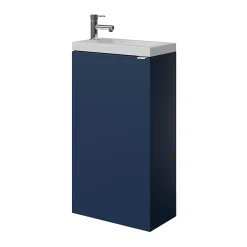 Meuble lave-mains à poser bleu nuit mat l.44 cm Imandra + plan vasque blanc résine Beni, GoodHome
