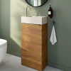 Meuble lave-mains à poser effet noyer l.44 cm Imandra + plan vasque béton moucheté, GoodHome