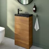 Meuble lave-mains à poser effet noyer l.44 cm Imandra + plan vasque effet marbre noir, GoodHome