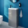 Meuble lave-mains à poser gris brillant l.44 cm Imandra + plan vasque terrazzo, GoodHome