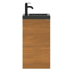 Meuble lave-mains à poser lave-mains effet noyer l.44 cm Imandra + plan vasque noir céramique Nira, GoodHome