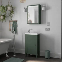 Meuble lave-mains à poser l.60 cm vert + plan vasque lave-mains Lana, GoodHome Perma