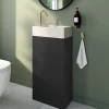 Meuble lave-mains à poser noir mat l.44 cm Imandra + plan vasque béton beige moucheté, GoodHome