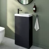 Meuble lave-mains à poser noir mat l.44 cm Imandra + plan vasque effet marbre blanc, GoodHome