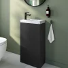 Meuble lave-mains à poser noir mat l.44 cm Imandra + plan vasque noir terrazzo, GoodHome
