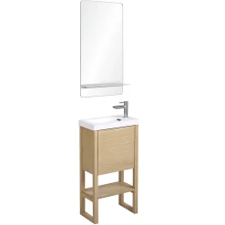 Meuble lave-mains ATOLL avec vasque blanche + miroir