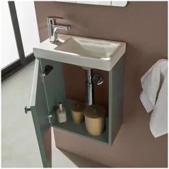 Meuble lave-mains AVA vert de gris + robinet chromé