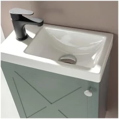 Meuble lave-mains AVA vert de gris + robinet noir