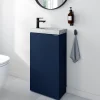 Meuble lave-mains bleu nuit mat l.44 cm Imandra + plan vasque effet marbre blanc, GoodHome