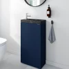 Meuble lave-mains bleu nuit mat l.44 cm Imandra + plan vasque effet marbre noir, GoodHome