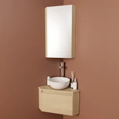 Meuble lave-mains d'angle à suspendre l.36,5 x H.28 x P.36,5 cm, effet bois, Homesight Noma
