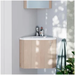 Meuble lave-mains d'angle décor chêne KODA