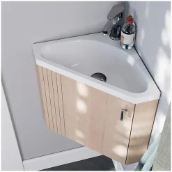 Meuble lave-mains d'angle décor chêne KODA
