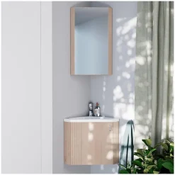 Meuble lave-mains d'angle décor chêne KODA