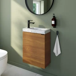 Meuble lave-mains effet noyer l.44 cm Imandra + plan vasque terrazzo, GoodHome