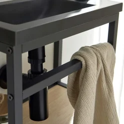 Meuble lave-mains gain de place avec vasque résine 40x32.5cm
