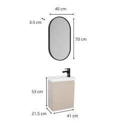Meuble lave-mains LISA + miroir ovale