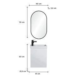 Meuble lave-mains LISA + miroir ovale