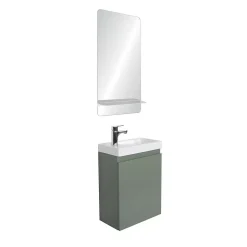 Meuble lave-mains LISA + robinet chromé + miroir rectangulaire