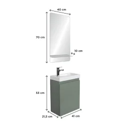 Meuble lave-mains LISA + robinet chromé + miroir rectangulaire