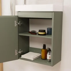 Meuble lave-mains LISA + robinet chromé + miroir rectangulaire
