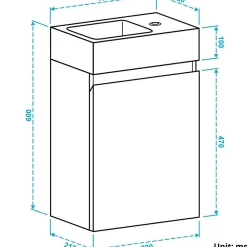 Meuble lave-mains noir mat - lavabo noir LOMAZOO Bombay - 40cm