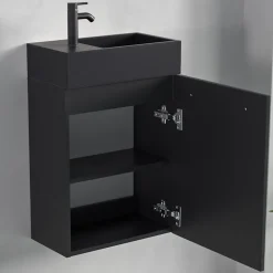 Meuble lave-mains noir mat - lavabo noir LOMAZOO Bombay - 40cm
