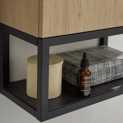 Meuble lave-mains NOVA suspendu métal et bois avec vasque en résine 40x50cm