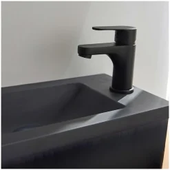 Meuble lave-mains NOVA suspendu métal et bois avec vasque en résine 40x50cm