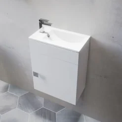 Meuble lave-mains SAFIA avec vasque et miroir - Blanc