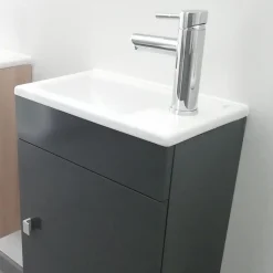 Meuble lave-mains SAFIA avec vasque et miroir - Gris