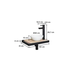 Meuble lave-mains SOHO avec porte serviette, vasque blanche et robinet