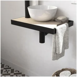 Meuble lave-mains SOHO avec porte serviette, vasque blanche et robinet