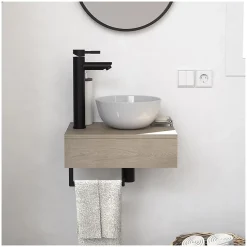 Meuble lave-mains SOHO plan épais vasque blanche