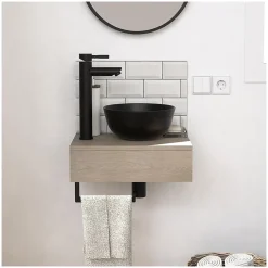 Meuble lave-mains SOHO plan épais vasque noire