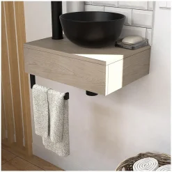 Meuble lave-mains SOHO plan épais vasque noire