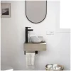 Meuble lave-mains SOHO plan épais vasque blanche + robinet + miroir