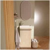 Meuble lave-mains sur pieds JOHANN décor chêne + vasque + robinet + miroir