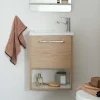 Meuble lave-mains suspendu avec niche et vasque résine 53x40cm
