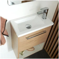Meuble lave-mains suspendu avec niche et vasque résine 53x40cm