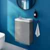 Meuble lave-mains suspendu gris brillant l.44 cm Imandra + plan vasque effet marbre blanc, GoodHome