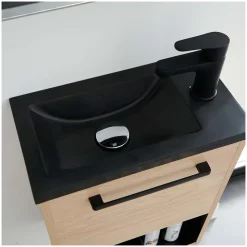 Meuble lave-mains suspendu avec niche et vasque résine 53x40cm