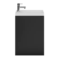 Meuble lave-mains suspendu noir mat l.44 cm Imandra + plan vasque blanc résine Beni, GoodHome