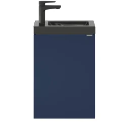 Meuble lave-mains suspendu bleu nuit mat l.44 cm Imandra + plan vasque noir céramique Nira, GoodHome
