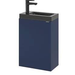 Meuble lave-mains suspendu bleu nuit mat l.44 cm Imandra + plan vasque noir céramique Nira, GoodHome