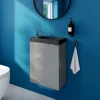Meuble lave-mains suspendu gris brillant l.44 cm Imandra + plan vasque effet marbre noir, GoodHome
